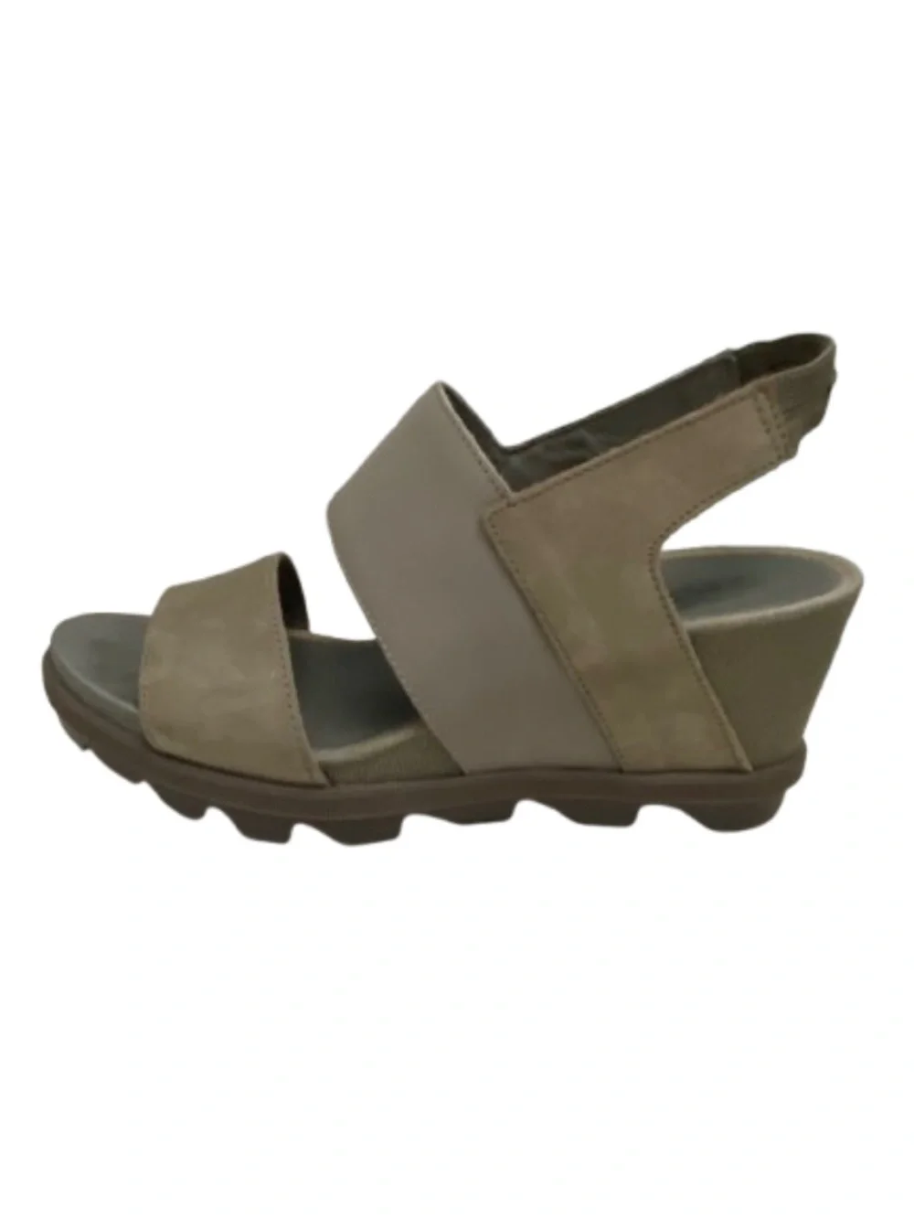 Sorel Joanie II Leather Slingback Wedge Sandals - Olive Green / Sage